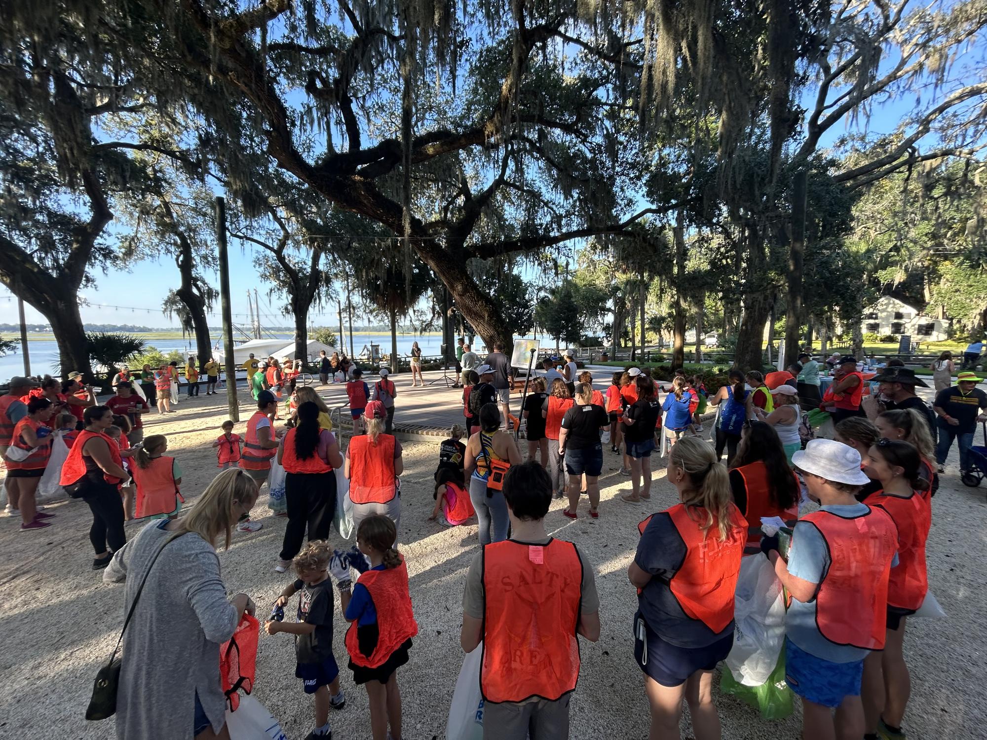 Volunteers gather at the May River for Bluffton’s 35th Beach Sweep/River Sweep in 2024. Photo: Town of Bluffton. 